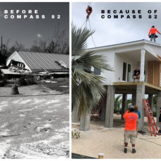 Before and after photo of home destroyed by Hurricane Irma.